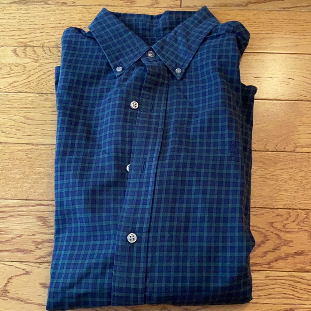 Mens Ralph Lauren slim fit button down shirt (navy/green) L